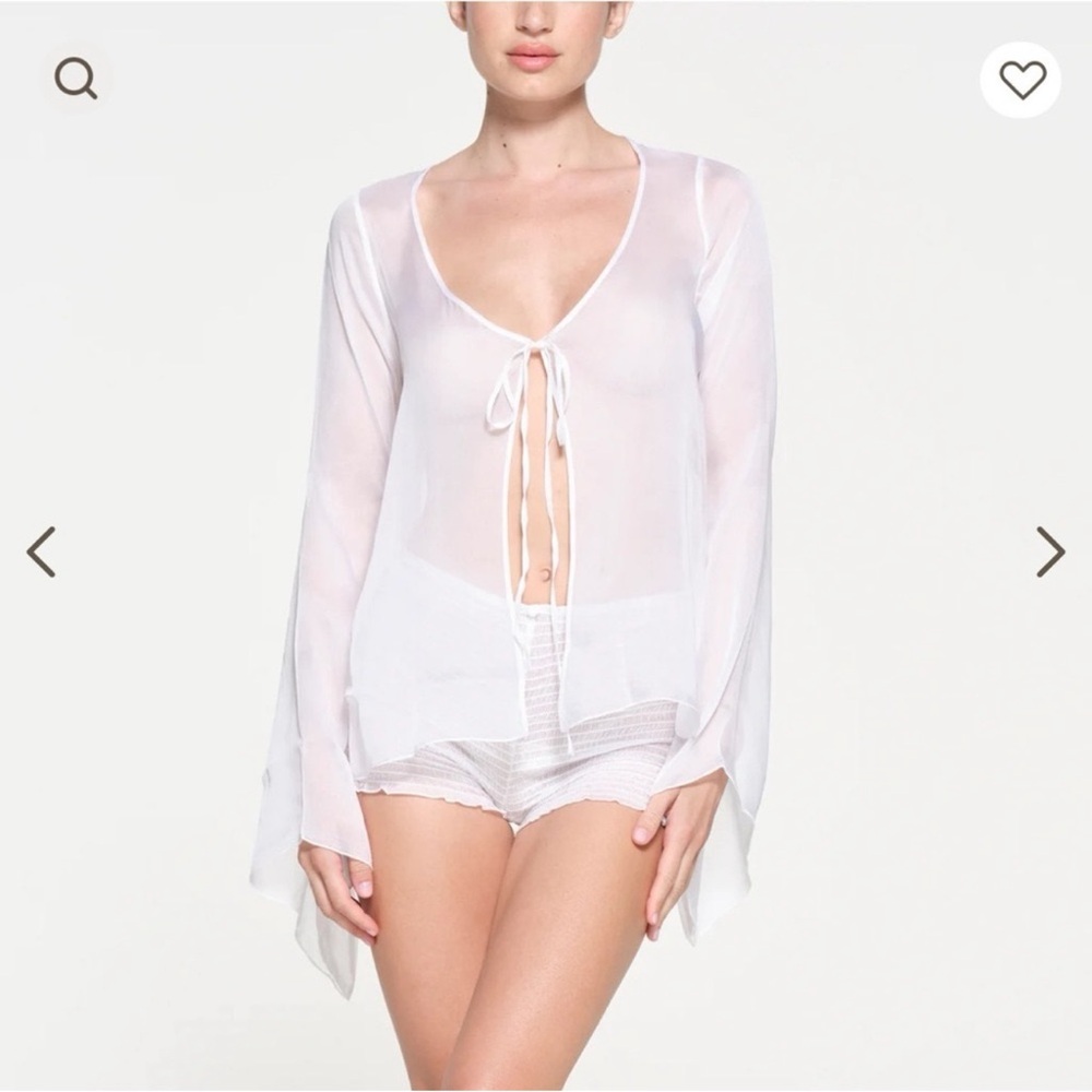 Sheer White Tie-Front Blouse